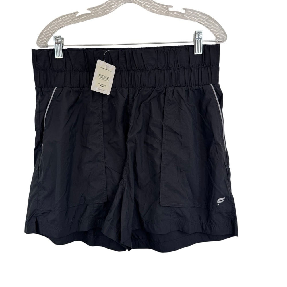 Fabletics Ultra High-Waisted Piped Nylon Shorts Black Size XL NEW - Picture 3 of 15